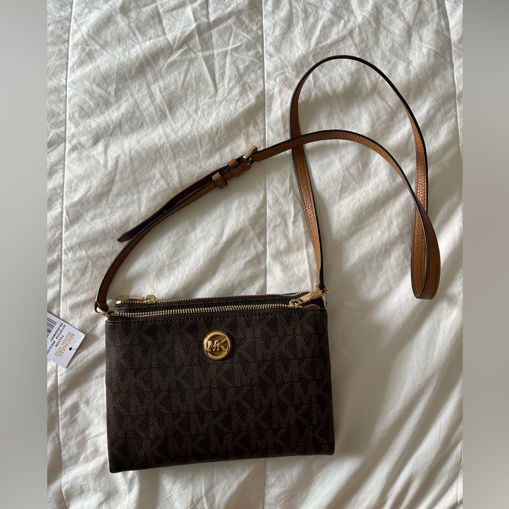 Michael Kors Brown Crossbody Bag with Signature Monogram